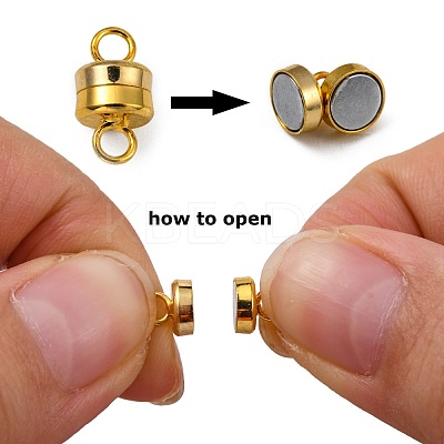 Column Brass Magnetic Clasps with Loops KK-M064-G-NR-1