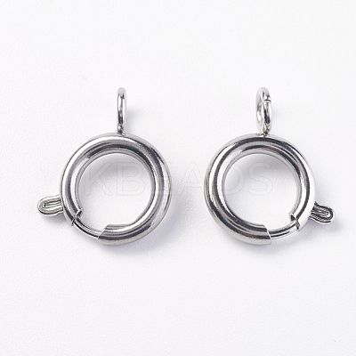 Tarnish Resistant 304 Stainless Steel Smooth Surface Spring Ring Clasps STAS-E143-03D-P-1