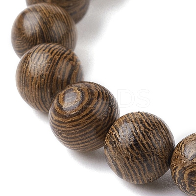 Natural Wood Round & Synthetic Turquoise Turtle Beaded Stretch Bracelet for Women BJEW-JB09700-06-1