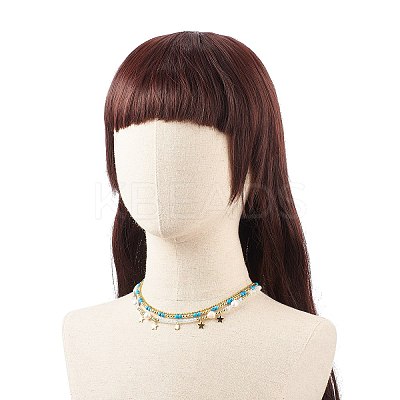 3Pcs 3 Style Natural Pearl & White Moonstone & Synthetic Turquoise & Opalite Beaded Necklaces Set NJEW-JN04000-1
