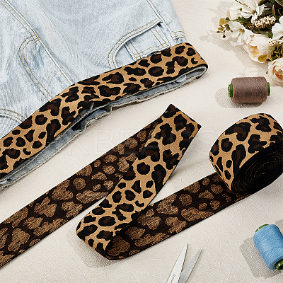 6 Yards Leopard Pattern Polyester Ribbons OCOR-PH0007-68-1
