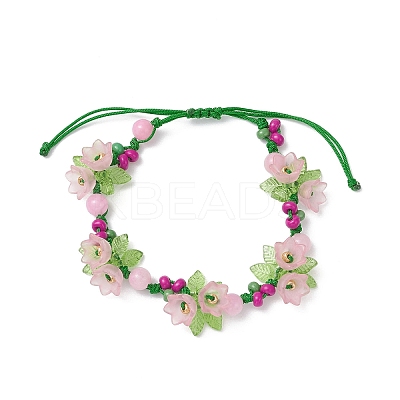 2Pcs Flower Acrylic & MIYUKI Seed Beads & Natural Carnelian & Yellow Jade Bracelets BJEW-MZ00221-1