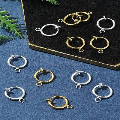 12Pcs 2 Colors Brass Clip-on Hoop Earring Findings KK-FS0001-48-1