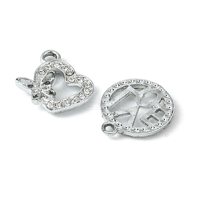 20Pcs 10 Style Alloy Crystal Rhinestone Pendants ALRI-FS0001-01-1
