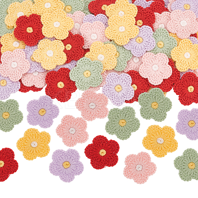 100Pcs 5 Colors Two Tone Polyester Knitted Ornament Accessories DIY-FG0004-62-1