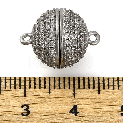 Brass Micro Pave Clear Cubic Zirconia Magnetic Clasps KK-A230-02B-P-1