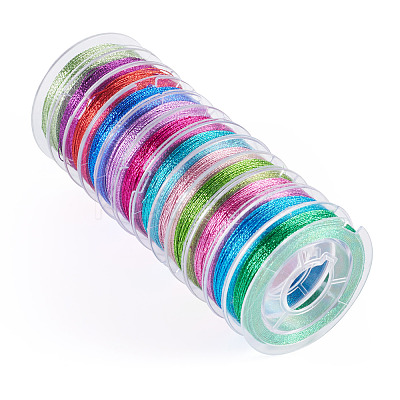 12Pcs 12 Colors 3-Ply Round Metallic Cord MCOR-TAC001-03A-1