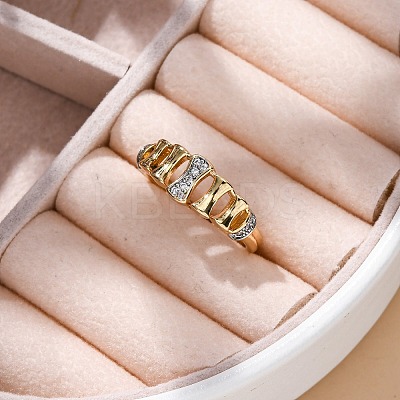 Brass Micro Pave Clear Cubic Zirconia Cuff Finger Rings for Women RJEW-C116-12G-1