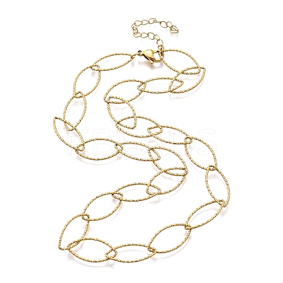 Ion Plating(IP) 304 Stainless Steel Horse Eye Link Chain Necklace for Men Women STAS-B039-02G-1