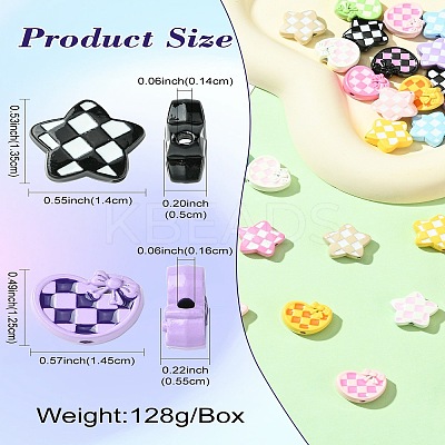 36Pcs 18 Styles Hounds Tooth Pattern Paint Alloy Beads FIND-CJ0003-27-1