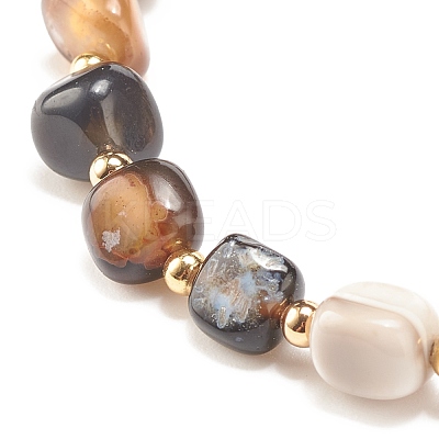 Natural Black Agate(Dyed) Round Beaded Stretch Bracelet BJEW-JB08197-07-1