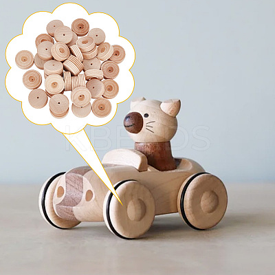 36Pcs Unfinished Wood Wheels Toys AJEW-DR0001-53-1
