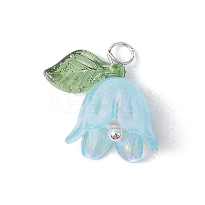 Flora Leaves & Lily flower Charms PALLOY-JF02541-02-1