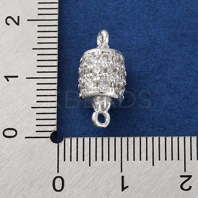 Brass Micro Pave Clear Cubic Zirconia Hollow Column Connector Charms KK-A230-05F-S-1