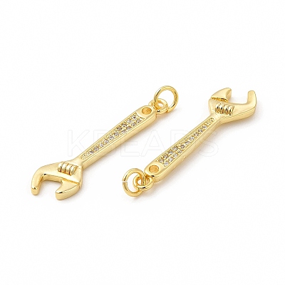 Rack Plating Brass Micro Pave Cubic Zirconia Tool Pendants KK-I699-12G-1