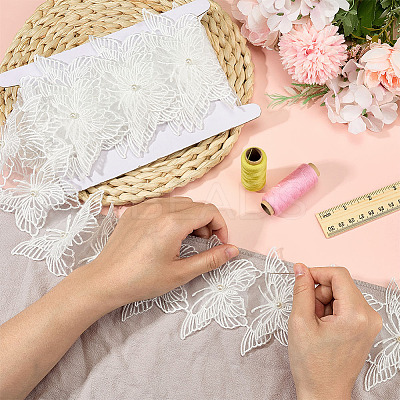 3 Yards Organza with Plastic Pearl Embroidery Lace Trim OCOR-MA0001-69-1