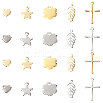 60Pcs 10 Styles 304 Stainless Steel Pendants STAS-FS0001-78-1