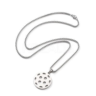 201 Stainless Steel Pickleball Pendant Box Chain Necklaces for Women Men NJEW-H050-01A-P-1