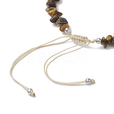 Natural Tiger Eye Chip Nylon Braided Beaded Bracelet Making AJEW-JB01296-03-1