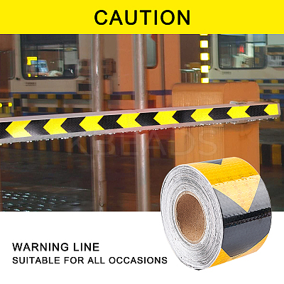 2" X 33ft Reflective Hazard Warning Tape Yellow Black High Intensity Waterproof Reflector Safety Tape Marking Tape for Outdoor Steps AJEW-GF0001-54A-1