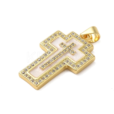 Rack Plating Brass Micro Pave Cubic Zirconia Pendants KK-P279-26B-G-1