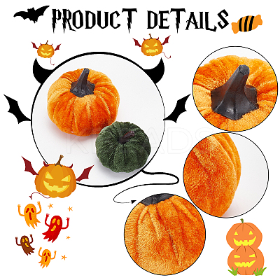 9Pcs 6 Styles Flannel Simulation Plastic Foam Artificial Pumpkin Thanksgiving Party Decorations AJEW-CA0001-92-1