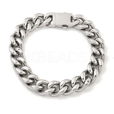 Non-Tarnish 201 Stainless Steel Cuban Link Chain Bracelets for Women and Men BJEW-F473-01P-01-1