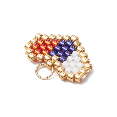 Handmade Glass Seed Beaded Heart Charms PALLOY-MZ00620-02-1