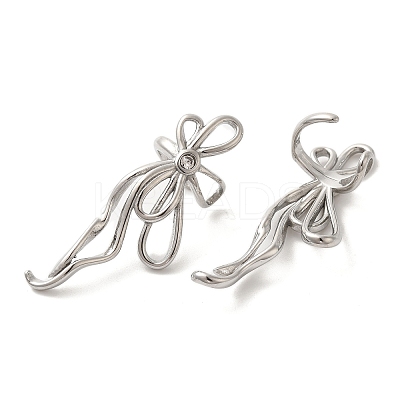 304 Stainless Steel Bowknot Cuff Earrings EJEW-C113-02P-1