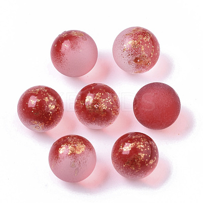 Transparent Spray Painted Frosted Glass Beads GLAA-N035-05A-03-1