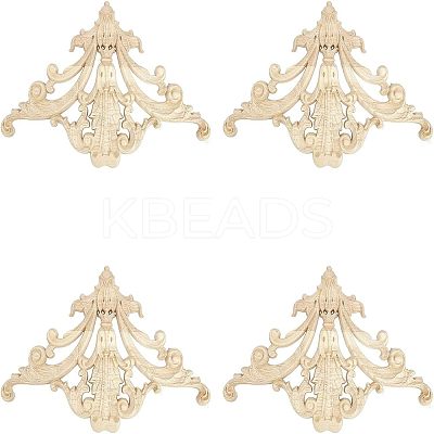 Natural Solid Wood Carved Onlay Applique Craft WOOD-FH0001-28-1