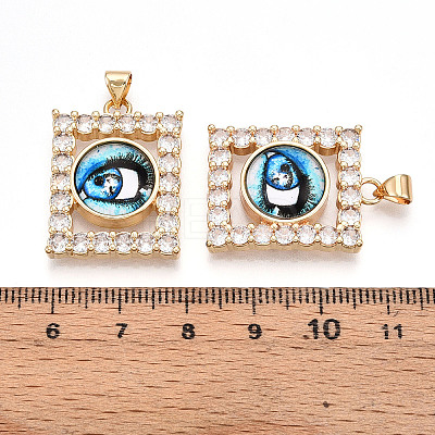 Brass Micro Pave Clear Cubic Zirconia Pendants for Women KK-T070-91A-07-1