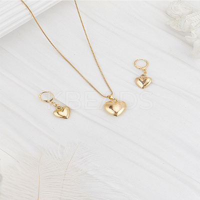 Zinc Alloy Heart Hoop Earrings & Pendant Necklaces Sets for Women SJEW-LP0001-13-1