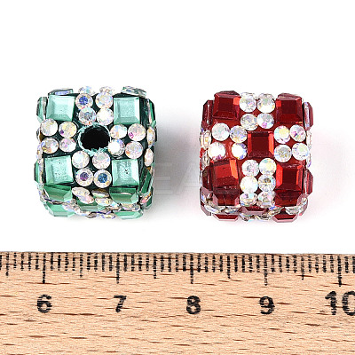 Polymer Clay Rhinestone Beads with Square Acrylic CLAY-T022-03A-1
