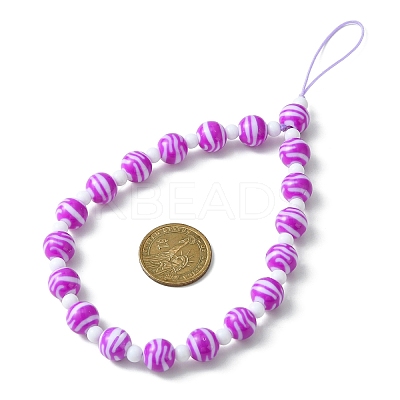 Round Acrylic Beaded Mobile Straps HJEW-JM01249-1