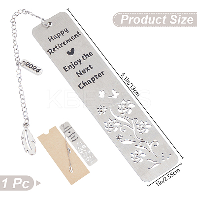 1Pc 304 Stainless Steel Bookmark AJEW-CP0003-87B-1