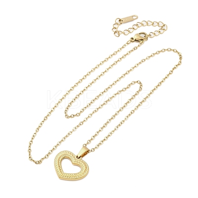 Hollow Heart 304 Stainless Steel Pendant Necklaces NJEW-M096-13G-1