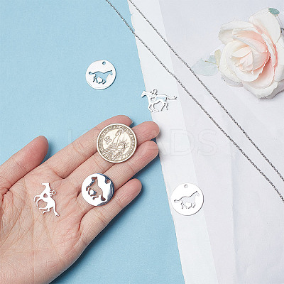 DIY 304 Stainless Steel Horse Pendant Necklace Making Kit DIY-DR0001-44-1