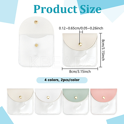 8Pcs 4 Colors PU Leather Jewelry Envelope Pouches Gift Bags with Snap Button and Clear Window ABAG-PH0001-62B-1
