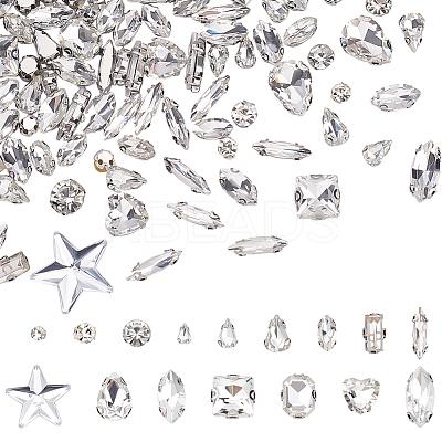 410Pcs 16 Styles Sew on Glass Rhinestone RGLA-ME0001-05-1