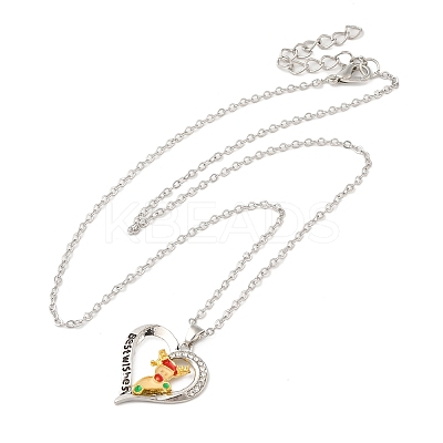 Heart with Word Best Wishes Zinc Alloy Pendant Necklaces for Christmas NJEW-M203-02B-GP-1