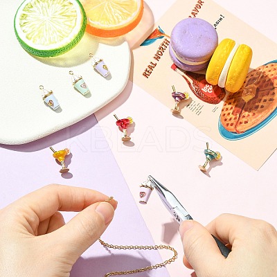 8Pcs 8 Styles Cocktail/Ice Cream Alloy Enamel Pendants ENAM-CJ0007-37-1