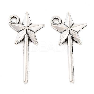 Fairy Tale Tibetan Style Alloy Magic Wand Pendants TIBEP-36112-AS-RS-1