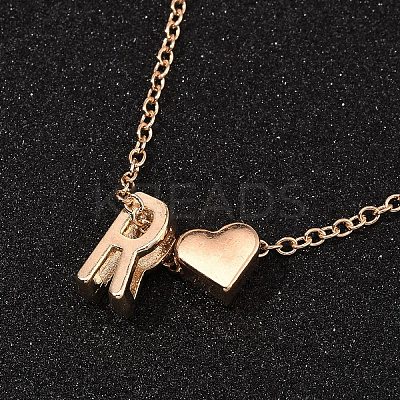 Alloy Letter Heart Pendant Necklaces for Women NJEW-FS0001-09R-1