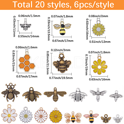 120Pcs 20 Styles Alloy Enamel Pendants ENAM-BM0001-13-1