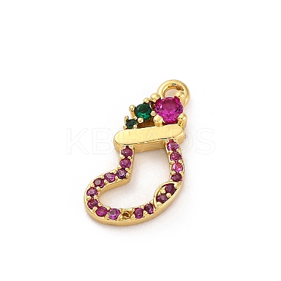 Christmas Series Brass Micro Pave Cubic Zirconia Pendants KK-Q010-01G-01A-1