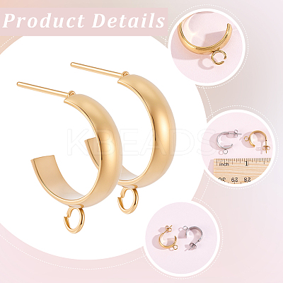16Pcs 304 Stainless Steel Stud Earring Findings STAS-BBC0010-20D-1