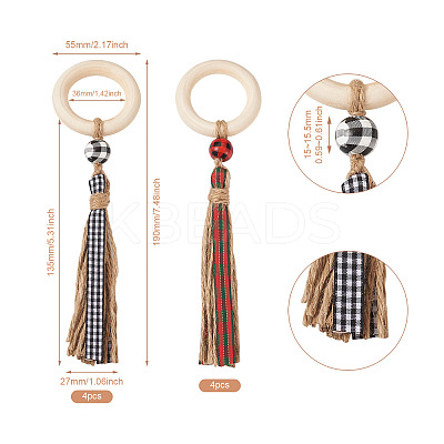 8Pcs 2 Color Wooden Napkin Rings AJEW-CF0001-08-1