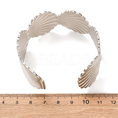 Ocean 304 Stainless Steel Shell Shape Open Cuff Bangles for Women AJEW-P127-28P-1