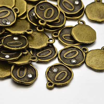 Antique Bronze Plated Alloy Rhinestone Charms ALRI-J153-00-NF-1